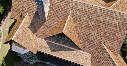 sun shining on shake roof